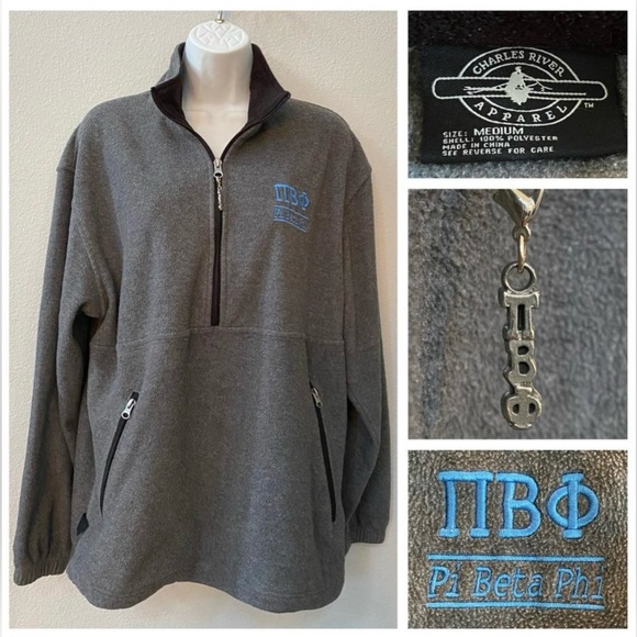 Pi Beta Phi sorority gray pullover fleece jacket - size adult M - Picture 1 of 1